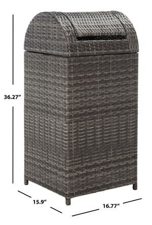 Safavieh SERAPIS Trash Bin - Elegant Outdoor Waste Solution for Stylish Patios, Porches, and Gatherings Grey Brown / - PAT7511C