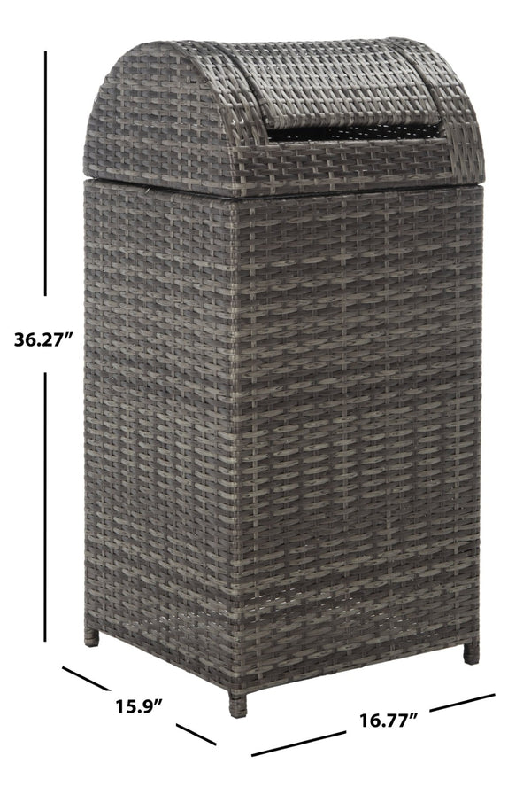 Safavieh SERAPIS Trash Bin - Elegant Outdoor Waste Solution for Stylish Patios, Porches, and Gatherings Grey Brown / - PAT7511C