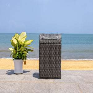 Safavieh SERAPIS Trash Bin - Elegant Outdoor Waste Solution for Stylish Patios, Porches, and Gatherings Grey Brown / - PAT7511C