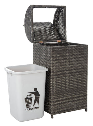 Safavieh SERAPIS Trash Bin - Elegant Outdoor Waste Solution for Stylish Patios, Porches, and Gatherings Grey Brown / - PAT7511C