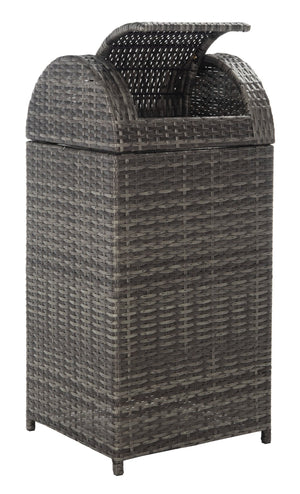 Safavieh SERAPIS Trash Bin - Elegant Outdoor Waste Solution for Stylish Patios, Porches, and Gatherings Grey Brown / - PAT7511C