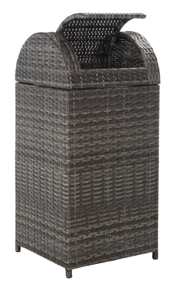 Safavieh SERAPIS Trash Bin - Elegant Outdoor Waste Solution for Stylish Patios, Porches, and Gatherings Grey Brown / - PAT7511C