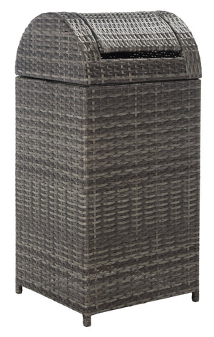 Safavieh SERAPIS Trash Bin - Elegant Outdoor Waste Solution for Stylish Patios, Porches, and Gatherings Grey Brown / - PAT7511C