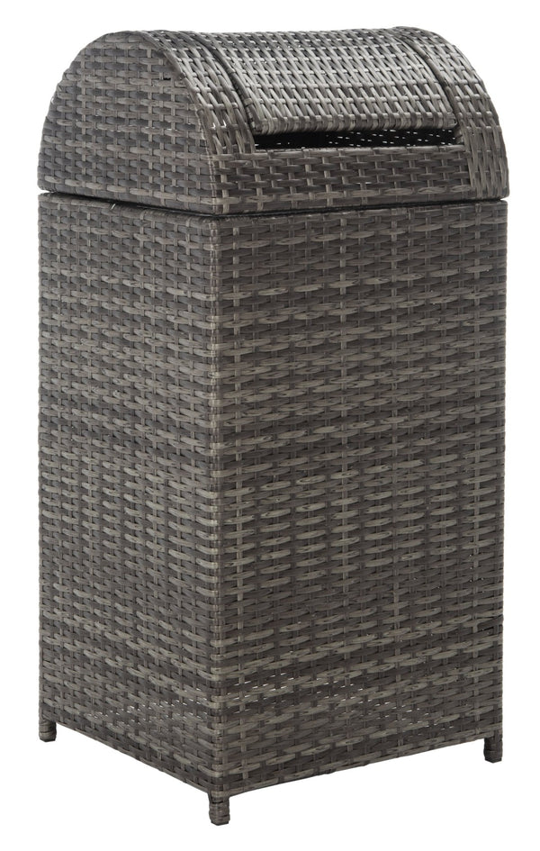 Safavieh SERAPIS Trash Bin - Elegant Outdoor Waste Solution for Stylish Patios, Porches, and Gatherings Grey Brown / - PAT7511C