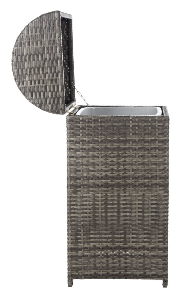 Safavieh SERAPIS Trash Bin - Elegant Outdoor Waste Solution for Stylish Patios, Porches, and Gatherings Grey Brown / - PAT7511C
