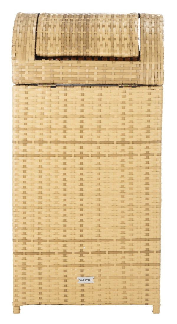 Safavieh SERAPIS Trash Bin - Elegant Outdoor Waste Solution for Stylish Patios, Porches, and Gatherings Natural PAT7511D