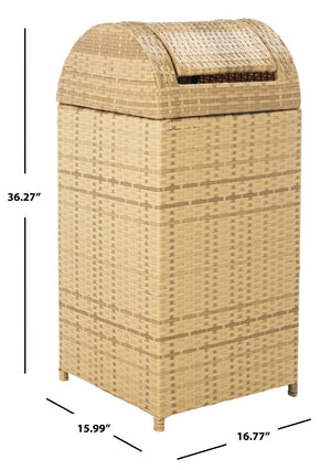 Safavieh SERAPIS Trash Bin - Elegant Outdoor Waste Solution for Stylish Patios, Porches, and Gatherings Natural PAT7511D
