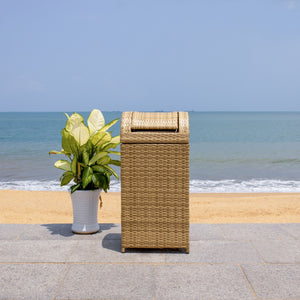Safavieh SERAPIS Trash Bin - Elegant Outdoor Waste Solution for Stylish Patios, Porches, and Gatherings Natural PAT7511D