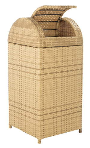 Safavieh SERAPIS Trash Bin - Elegant Outdoor Waste Solution for Stylish Patios, Porches, and Gatherings Natural PAT7511D