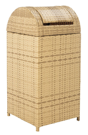 Safavieh SERAPIS Trash Bin - Elegant Outdoor Waste Solution for Stylish Patios, Porches, and Gatherings Natural PAT7511D