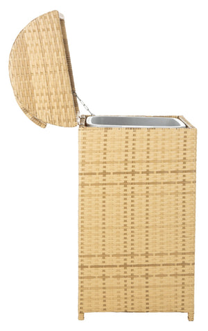 Safavieh SERAPIS Trash Bin - Elegant Outdoor Waste Solution for Stylish Patios, Porches, and Gatherings Natural PAT7511D