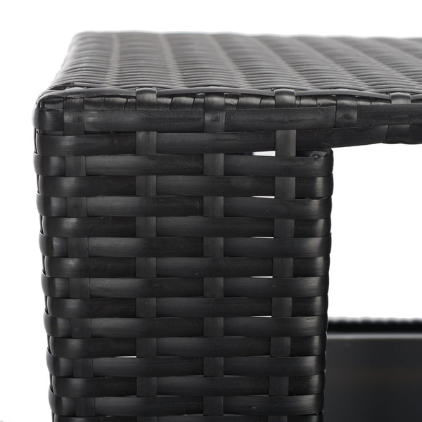 Safavieh MAZELI Outdoor Trash Bin - Stylish PE Wicker Rattan Design for Patios, Decks, and Pools Black PAT7512A