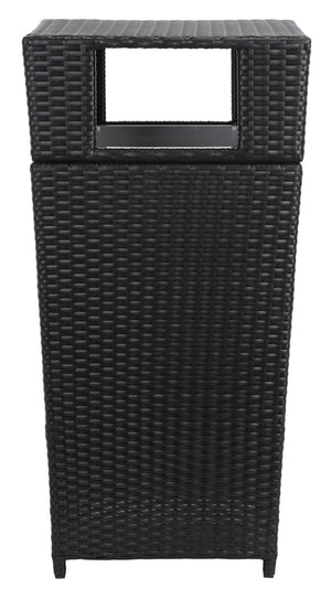 Safavieh MAZELI Outdoor Trash Bin - Stylish PE Wicker Rattan Design for Patios, Decks, and Pools Black PAT7512A