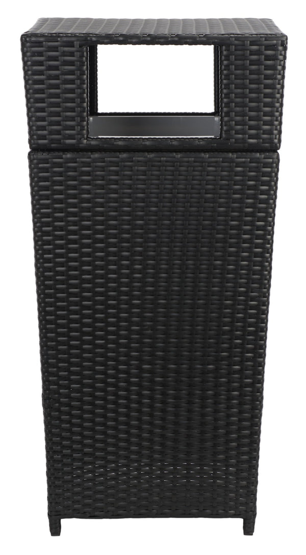 Safavieh MAZELI Outdoor Trash Bin - Stylish PE Wicker Rattan Design for Patios, Decks, and Pools Black PAT7512A