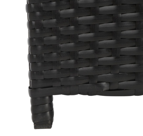 Safavieh MAZELI Outdoor Trash Bin - Stylish PE Wicker Rattan Design for Patios, Decks, and Pools Black PAT7512A