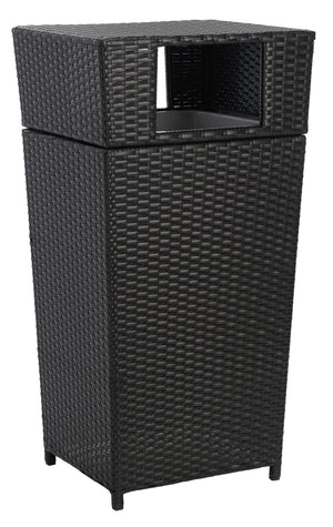 Safavieh MAZELI Outdoor Trash Bin - Stylish PE Wicker Rattan Design for Patios, Decks, and Pools Black PAT7512A