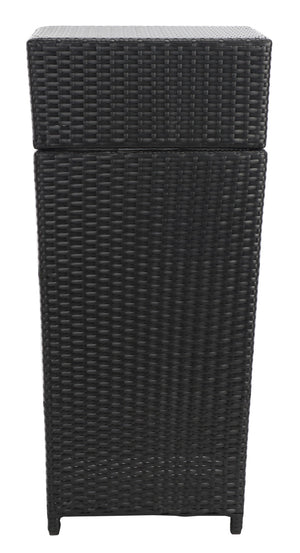 Safavieh MAZELI Outdoor Trash Bin - Stylish PE Wicker Rattan Design for Patios, Decks, and Pools Black PAT7512A