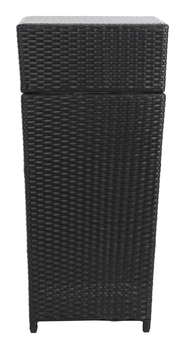 Safavieh MAZELI Outdoor Trash Bin - Stylish PE Wicker Rattan Design for Patios, Decks, and Pools Black PAT7512A