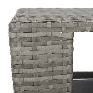 Safavieh MAZELI Outdoor Trash Bin - Stylish PE Wicker Rattan Design for Patios, Decks, and Pools Grey PAT7512B