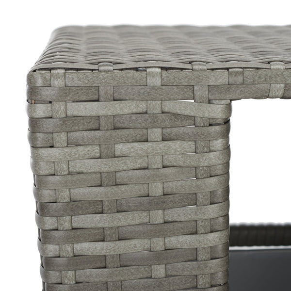 Safavieh MAZELI Outdoor Trash Bin - Stylish PE Wicker Rattan Design for Patios, Decks, and Pools Grey PAT7512B