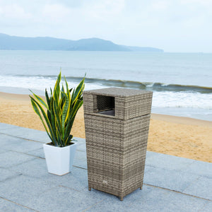 Safavieh MAZELI Outdoor Trash Bin - Stylish PE Wicker Rattan Design for Patios, Decks, and Pools Grey PAT7512B