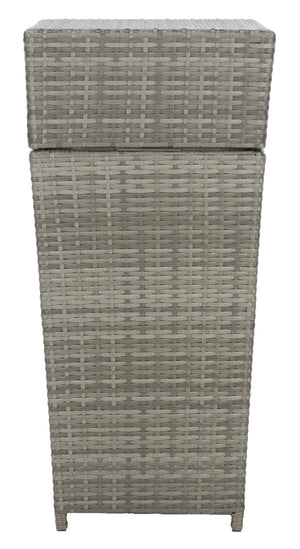 Safavieh MAZELI Outdoor Trash Bin - Stylish PE Wicker Rattan Design for Patios, Decks, and Pools Grey PAT7512B