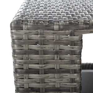 Safavieh MAZELI Outdoor Trash Bin - Stylish PE Wicker Rattan Design for Patios, Decks, and Pools Grey Brown / - PAT7512C