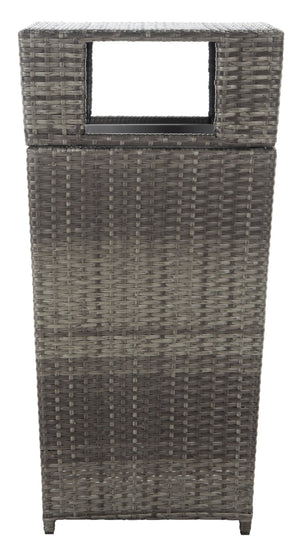 Safavieh MAZELI Outdoor Trash Bin - Stylish PE Wicker Rattan Design for Patios, Decks, and Pools Grey Brown / - PAT7512C