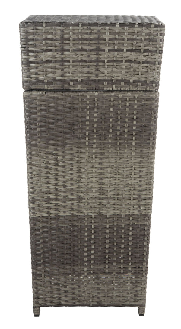 Safavieh MAZELI Outdoor Trash Bin - Stylish PE Wicker Rattan Design for Patios, Decks, and Pools Grey Brown / - PAT7512C