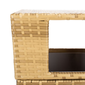 Safavieh MAZELI Outdoor Trash Bin - Stylish PE Wicker Rattan Design for Patios, Decks, and Pools Natural PAT7512D