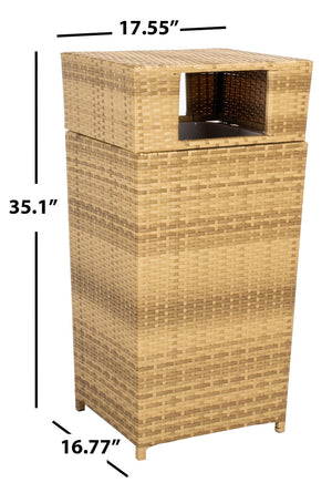 Safavieh MAZELI Outdoor Trash Bin - Stylish PE Wicker Rattan Design for Patios, Decks, and Pools Natural PAT7512D