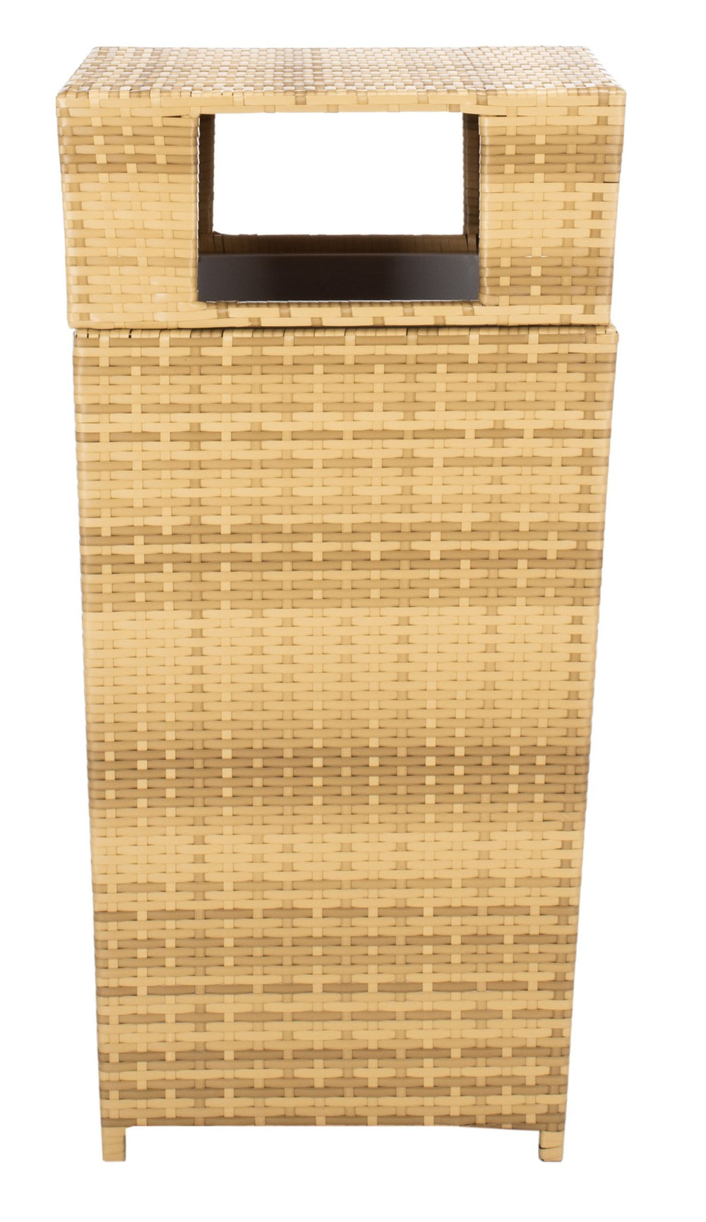 Safavieh MAZELI Outdoor Trash Bin - Stylish PE Wicker Rattan Design for Patios, Decks, and Pools Natural PAT7512D