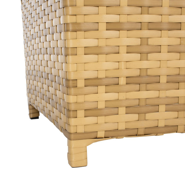 Safavieh MAZELI Outdoor Trash Bin - Stylish PE Wicker Rattan Design for Patios, Decks, and Pools Natural PAT7512D