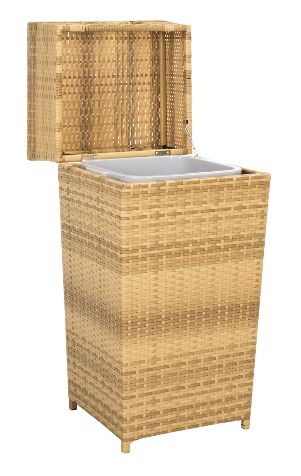 Safavieh MAZELI Outdoor Trash Bin - Stylish PE Wicker Rattan Design for Patios, Decks, and Pools Natural PAT7512D