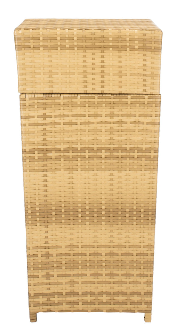Safavieh MAZELI Outdoor Trash Bin - Stylish PE Wicker Rattan Design for Patios, Decks, and Pools Natural PAT7512D