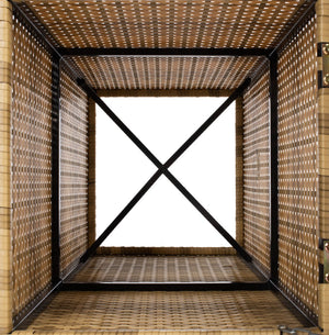 Safavieh MAZELI Outdoor Trash Bin - Stylish PE Wicker Rattan Design for Patios, Decks, and Pools Natural PAT7512D