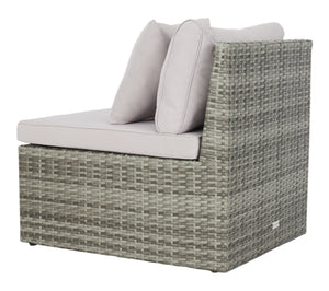 Safavieh PRAMLA Modern Outdoor Settee with Storage Ottomans – Stylish, Durable, and Perfect for Entertaining Grey / Grey PAT7515B