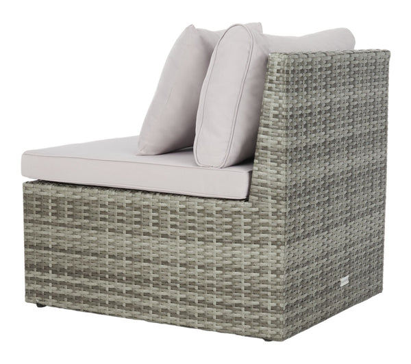Safavieh PRAMLA Modern Outdoor Settee with Storage Ottomans – Stylish, Durable, and Perfect for Entertaining Grey / Grey PAT7515B