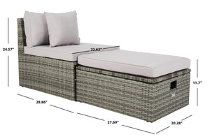 Safavieh PRAMLA Modern Outdoor Settee with Storage Ottomans – Stylish, Durable, and Perfect for Entertaining Grey / Grey PAT7515B