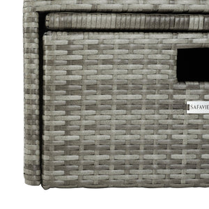 Safavieh PRAMLA Modern Outdoor Settee with Storage Ottomans – Stylish, Durable, and Perfect for Entertaining Grey / Grey PAT7515B