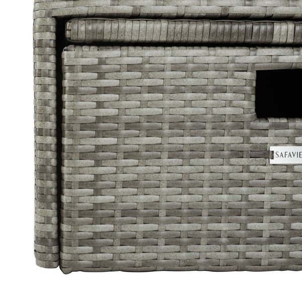 Safavieh PRAMLA Modern Outdoor Settee with Storage Ottomans – Stylish, Durable, and Perfect for Entertaining Grey / Grey PAT7515B