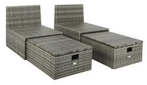 Safavieh PRAMLA Modern Outdoor Settee with Storage Ottomans – Stylish, Durable, and Perfect for Entertaining Grey / Grey PAT7515B