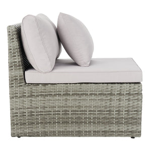 Safavieh PRAMLA Modern Outdoor Settee with Storage Ottomans – Stylish, Durable, and Perfect for Entertaining Grey / Grey PAT7515B