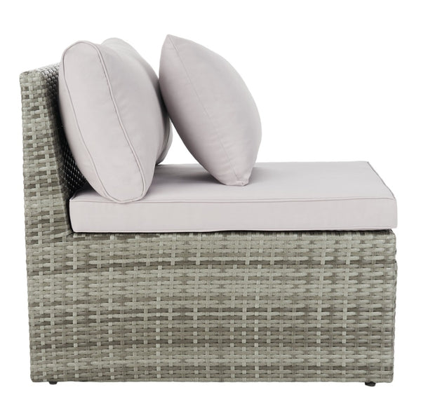 Safavieh PRAMLA Modern Outdoor Settee with Storage Ottomans – Stylish, Durable, and Perfect for Entertaining Grey / Grey PAT7515B
