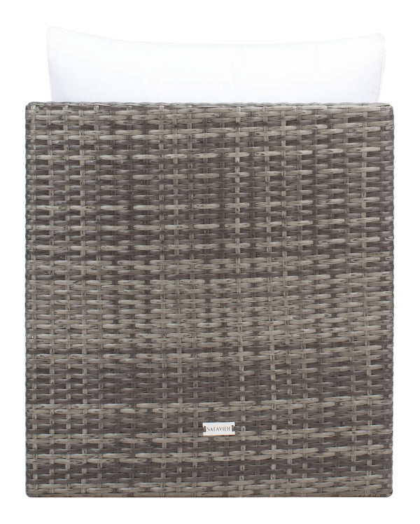 Safavieh PRAMLA Modern Outdoor Settee with Storage Ottomans – Stylish, Durable, and Perfect for Entertaining Grey Brown / White PAT7515C