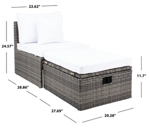Safavieh PRAMLA Modern Outdoor Settee with Storage Ottomans – Stylish, Durable, and Perfect for Entertaining Grey Brown / White PAT7515C