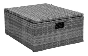 Safavieh PRAMLA Modern Outdoor Settee with Storage Ottomans – Stylish, Durable, and Perfect for Entertaining Grey Brown / White PAT7515C