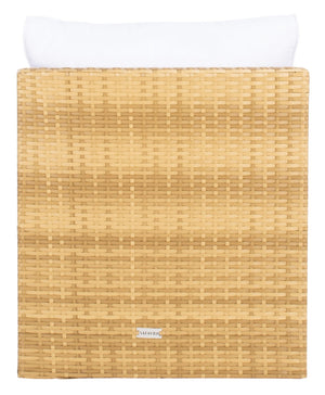 Safavieh PRAMLA Modern Outdoor Settee with Storage Ottomans – Stylish, Durable, and Perfect for Entertaining Natural / White PAT7515D
