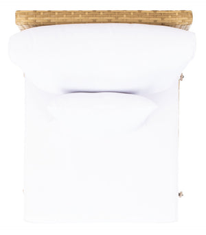 Safavieh PRAMLA Modern Outdoor Settee with Storage Ottomans – Stylish, Durable, and Perfect for Entertaining Natural / White PAT7515D