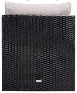 Safavieh PRAMLA Modern Outdoor Settee with Storage Ottomans – Stylish, Durable, and Perfect for Entertaining Black / Light Grey PAT7515E